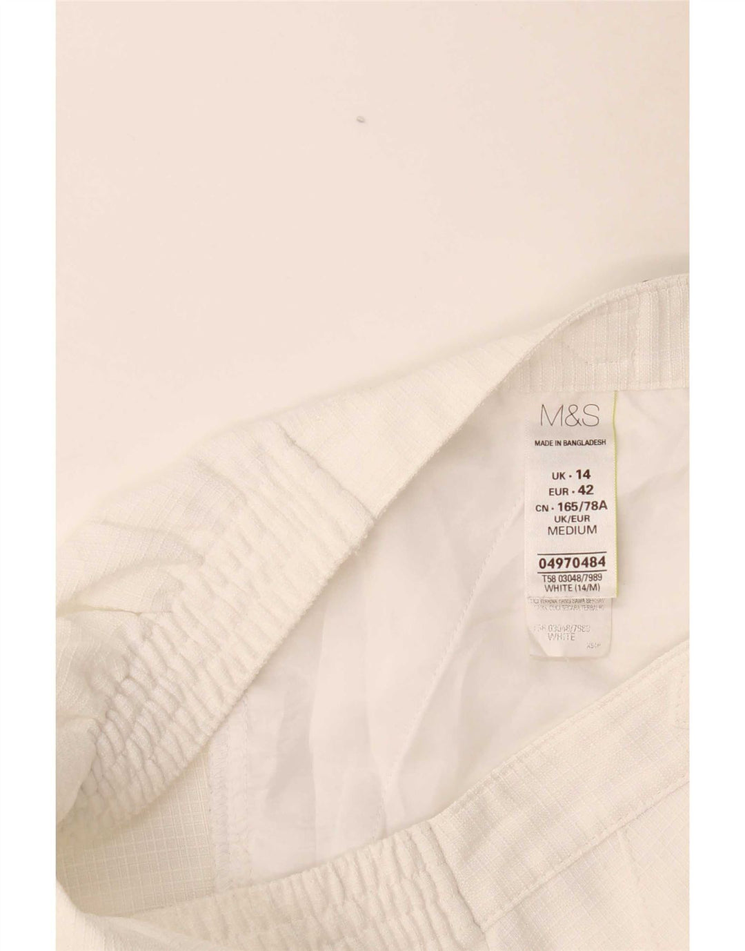 Marks & Spencer Womens Casual Trousers UK 14 Large W32 L29 White Check