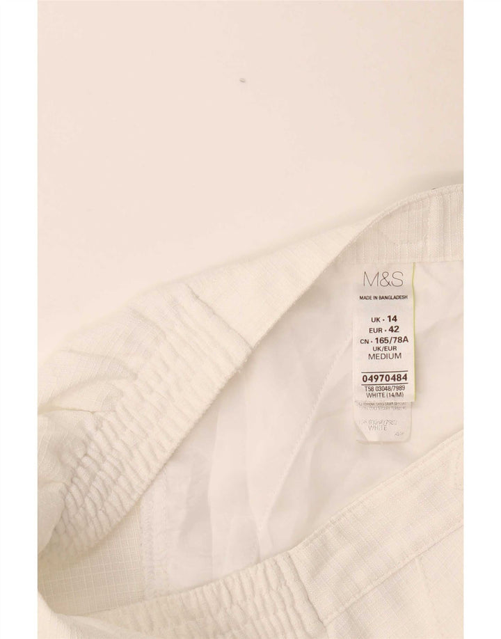 Marks & Spencer Womens Casual Trousers UK 14 Large W32 L29 White Check
