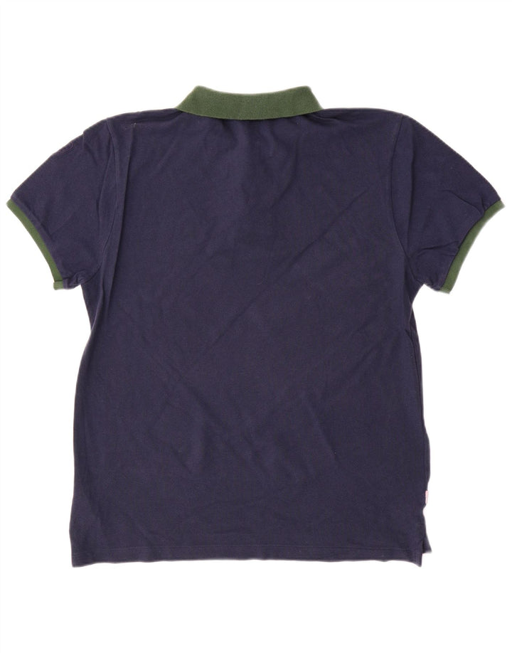 Blauer Mens Polo Shirt Large Navy Blue Colourblock Cotton