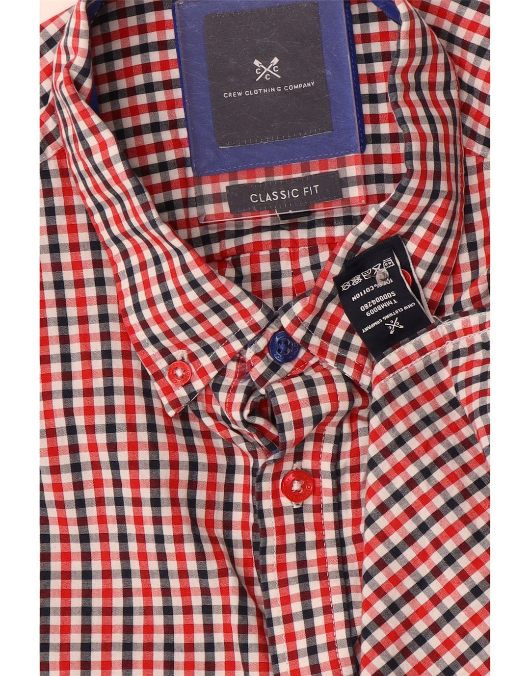 Crew Clothing Mens Classic Fit Shirt Large Red Gingham Cotton