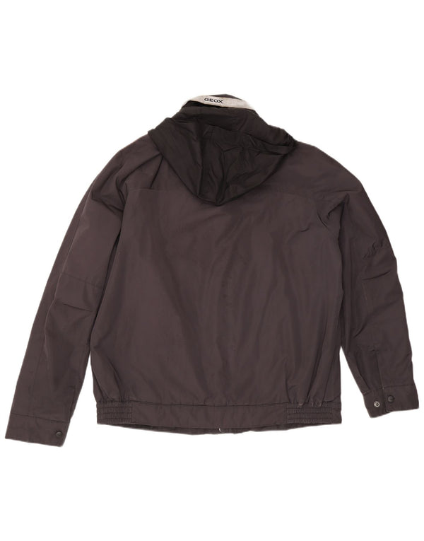 Geox Mens Respira Hooded Bomber Jacket UK 46 3XL Black Polyamide