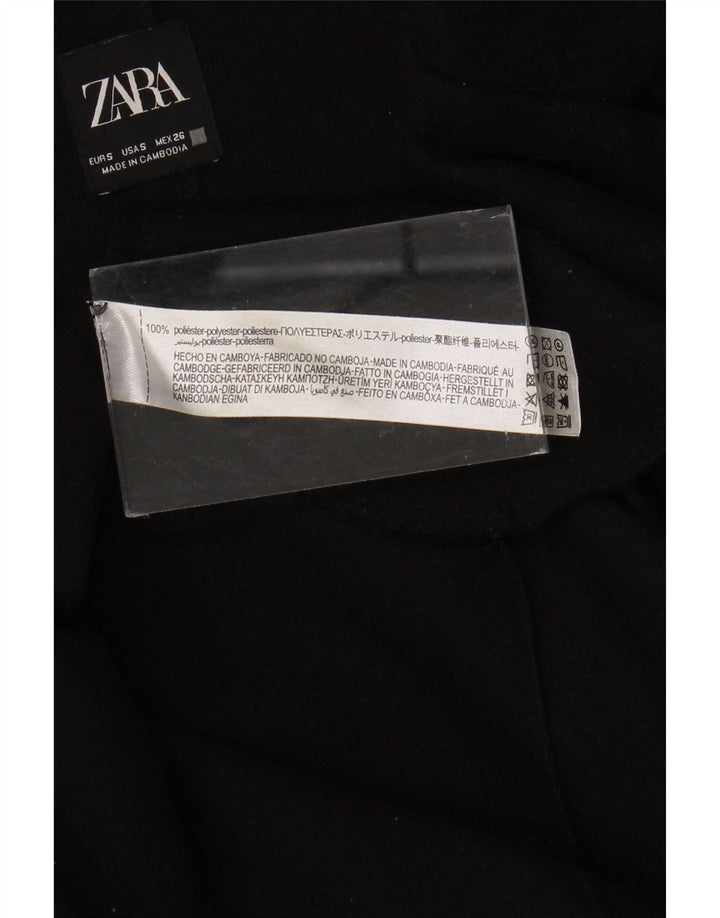 ZARA Womens Open Overcoat UK 10 Small Black Polyester