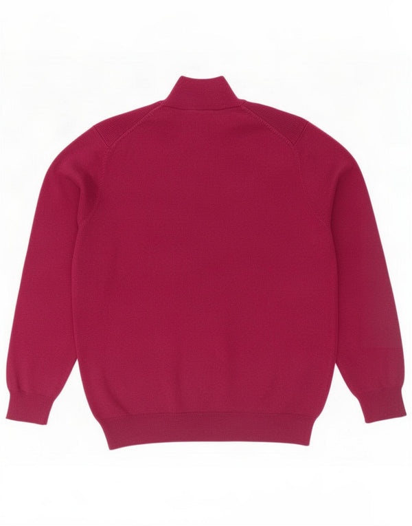 Massimo Dutti Mens Zip Neck Jumper Sweater Large Burgundy Cotton