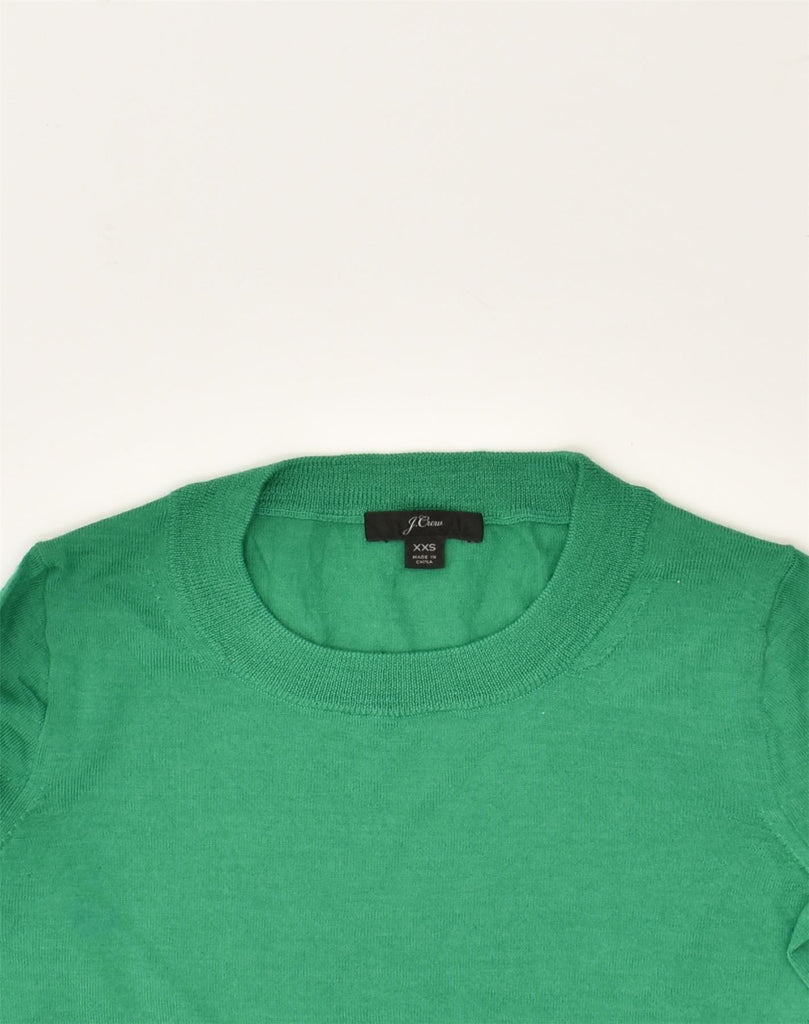 J. CREW Womens Crew Neck Jumper Sweater UK 2 2XS Green Merino Wool | Vintage J. Crew | Thrift | Second-Hand J. Crew | Used Clothing | Messina Hembry 