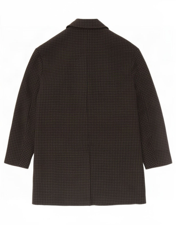 Zara Womens Oversized Overcoat UK 6 XS Black Houndstooth Polyester