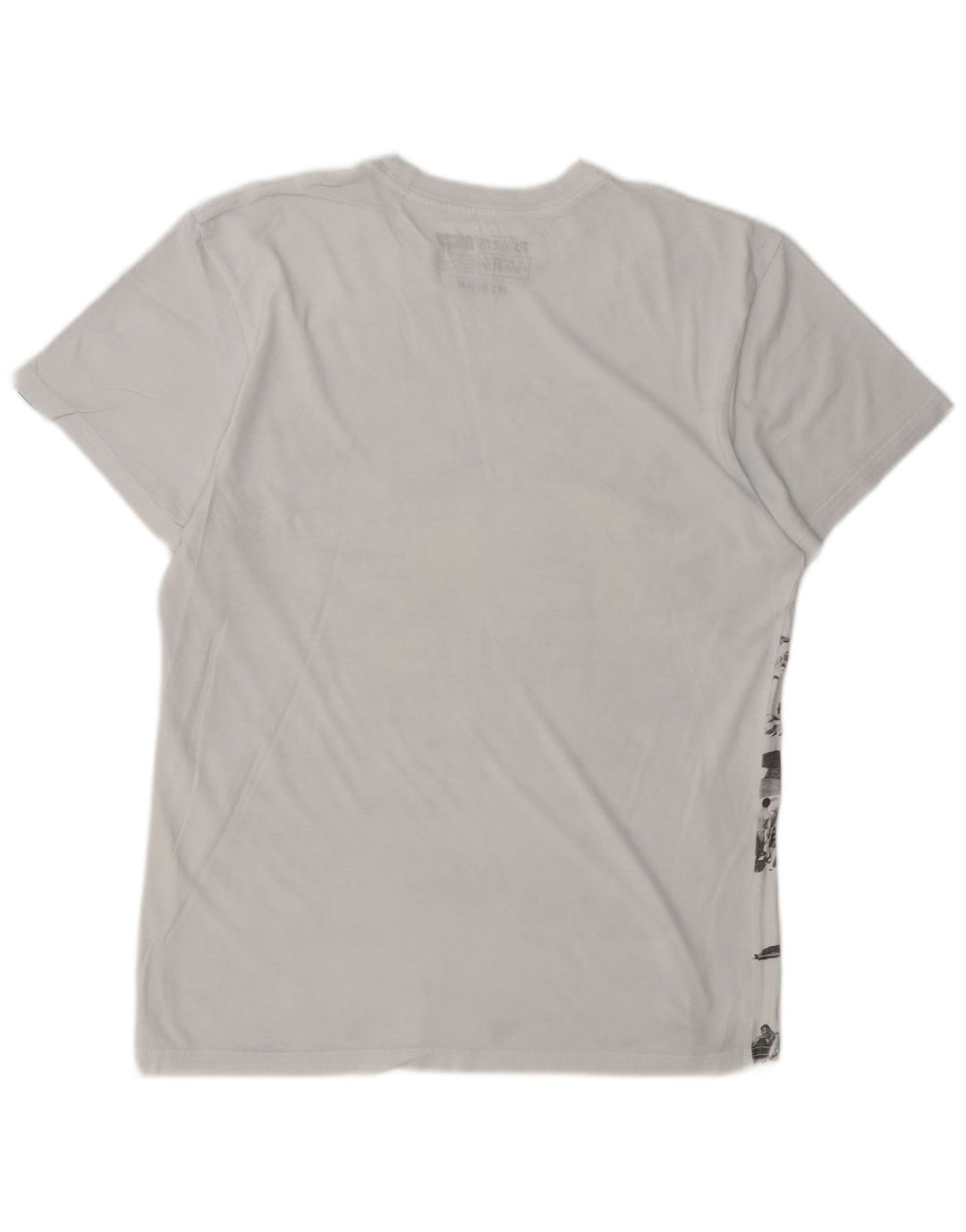 Vans Mens Custom Fit Graphic T-Shirt Top Medium White Cotton