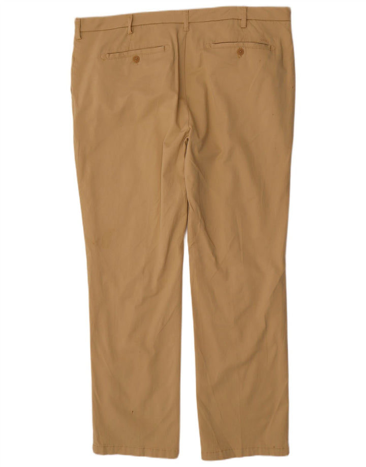 Izod Mens Straight Chino Trousers W40 L32 Beige Cotton
