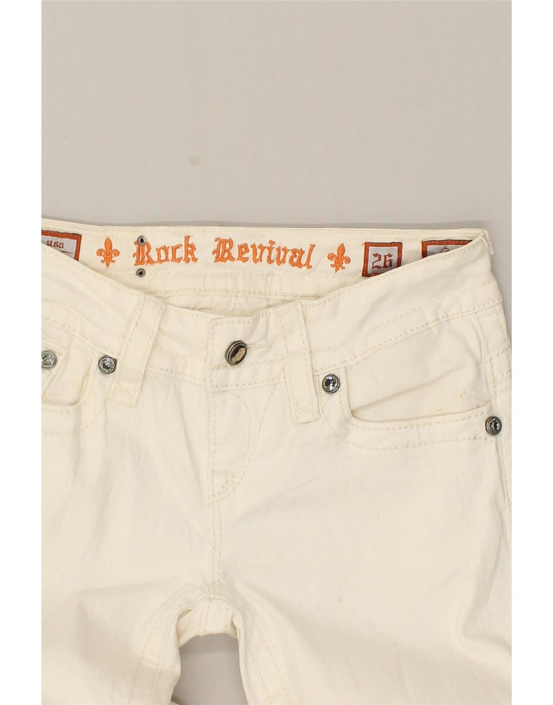 ROCK REVIVAL Womens Straight Jeans W26 L33 White Cotton | Vintage Rock Revival | Thrift | Second-Hand Rock Revival | Used Clothing | Messina Hembry 