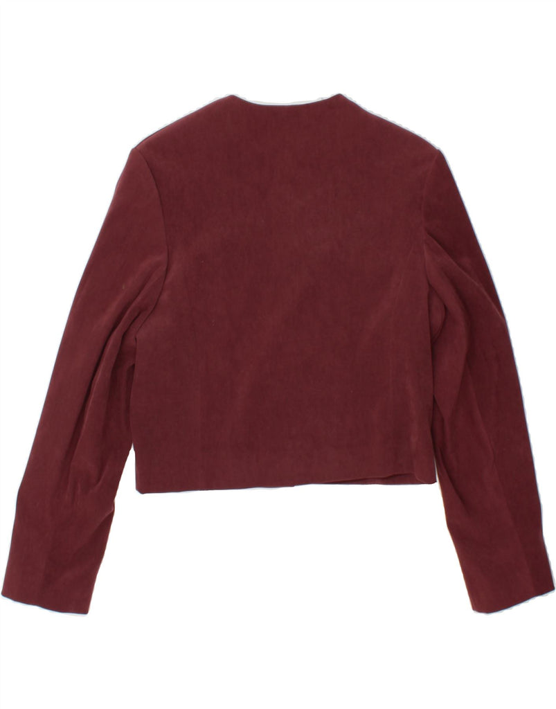 A LA CARTE Womens Crop 3 Button Blazer Jacket UK 10 Small Burgundy Vintage A La Carte and Second-Hand A La Carte from Messina Hembry 