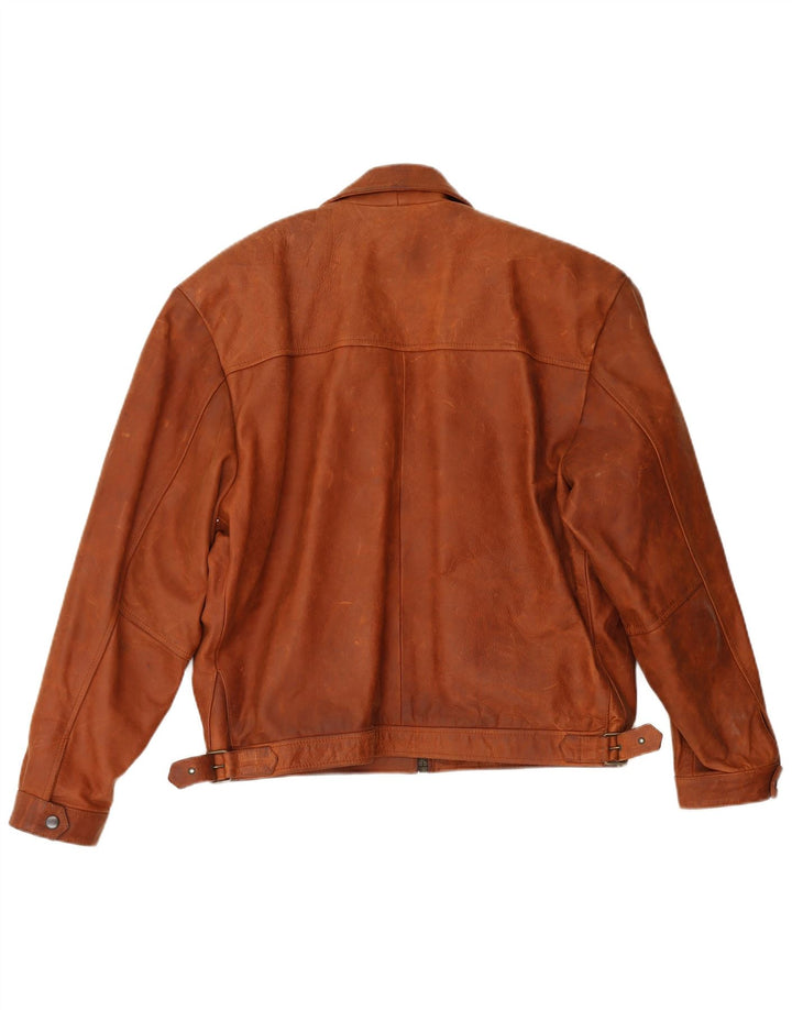 Madison Mens Leather Jacket UK 42 XL Brown Leather