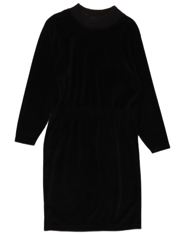 Lizsport Womens Long Sleeve Jumper Dress UK 10 Small Black Cotton