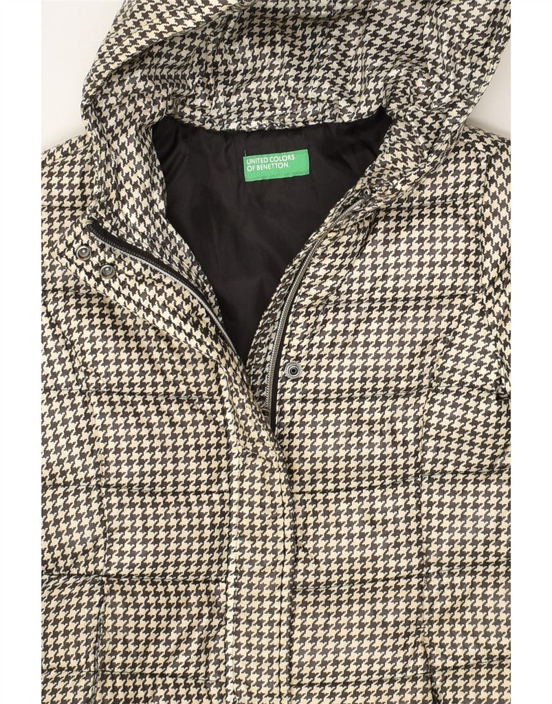 BENETTON Girls Hooded Padded Coat 5-6 Years Black Houndstooth | Vintage Benetton | Thrift | Second-Hand Benetton | Used Clothing | Messina Hembry 