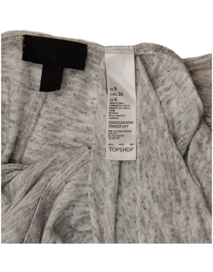 Topshop Womens Oversized Top 3/4 Sleeve UK 8 Small Grey Flecked Viscose