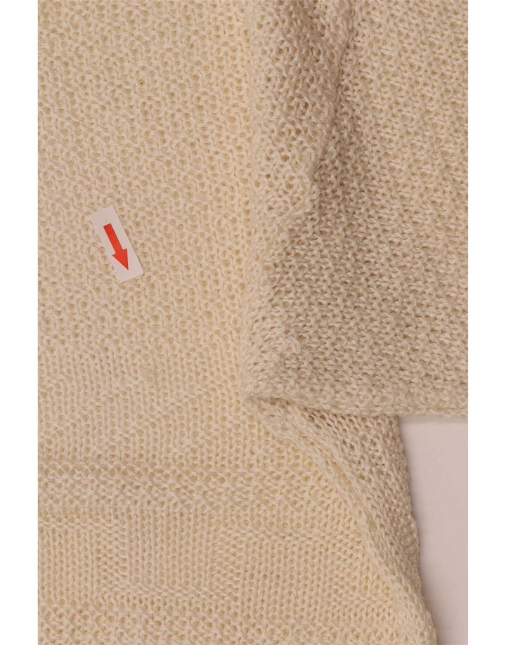 Vintage Womens Regular Fit Crew Neck Jumper Sweater UK 12 Medium Off White