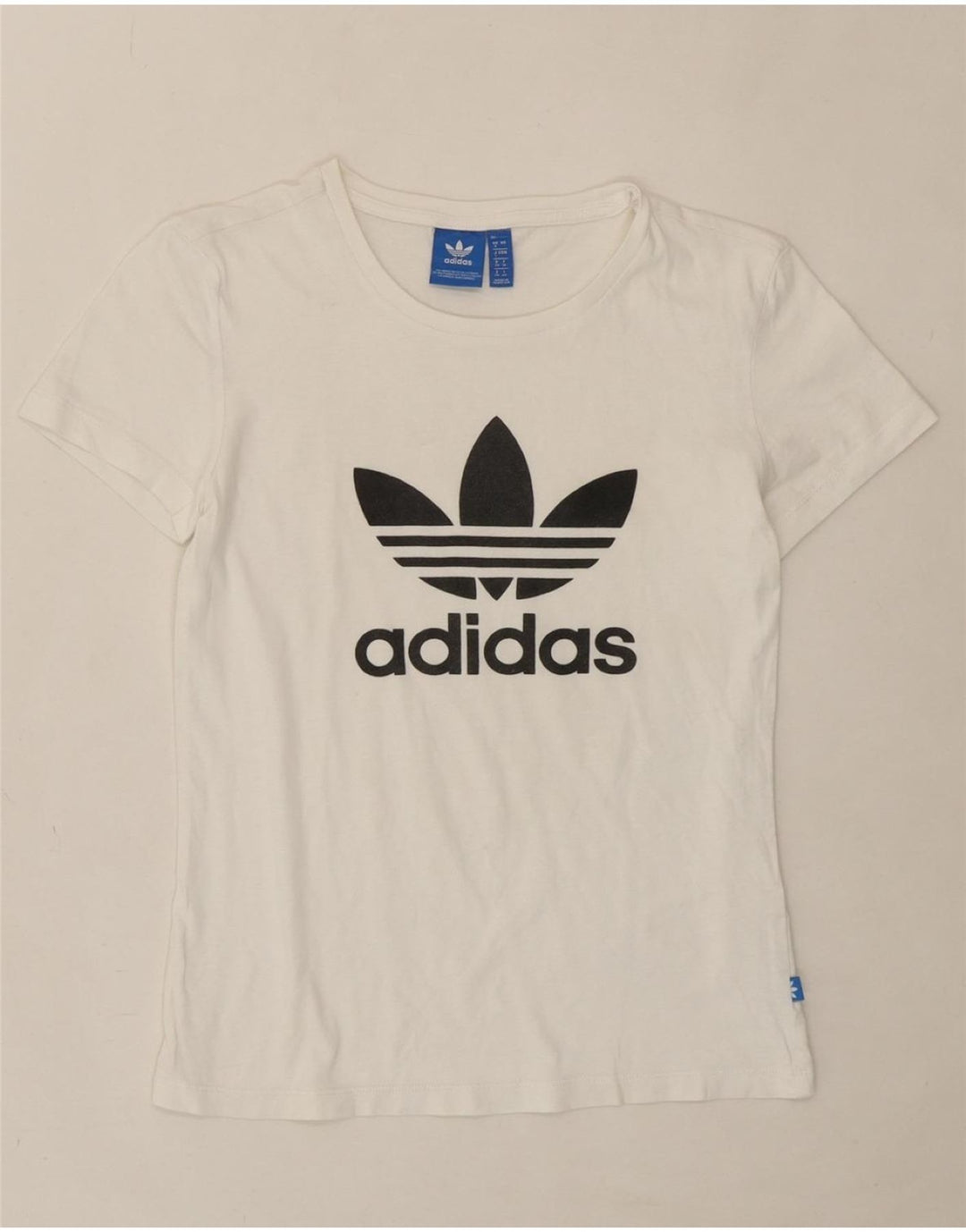ADIDAS Womens Graphic T-Shirt Top UK 8 Small White Vintage Adidas and Second-Hand Adidas from Messina Hembry 