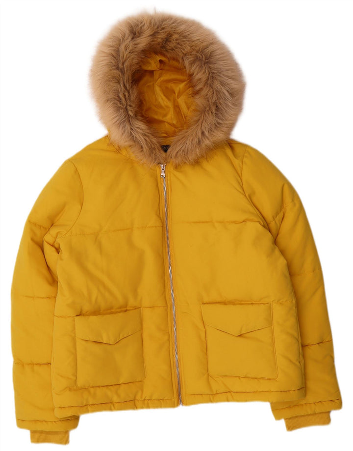 Miss Selfridge Womens Hooded Oversized Padded Jacket UK 10 Small Yellow