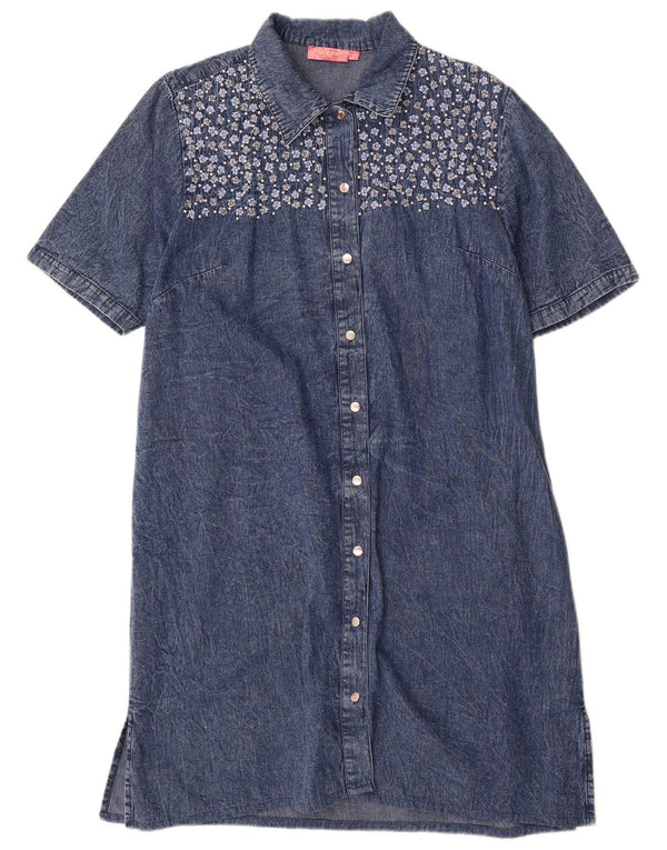 Positano by Jean Paul Womens Short Sleeve Shirt Dress UK 14 Medium Blue