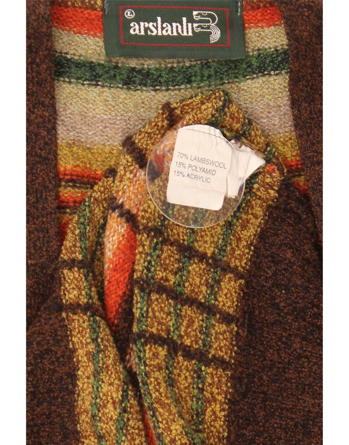 Arslanli Mens Cardigan Sweater Large Multicoloured Check Lambswool