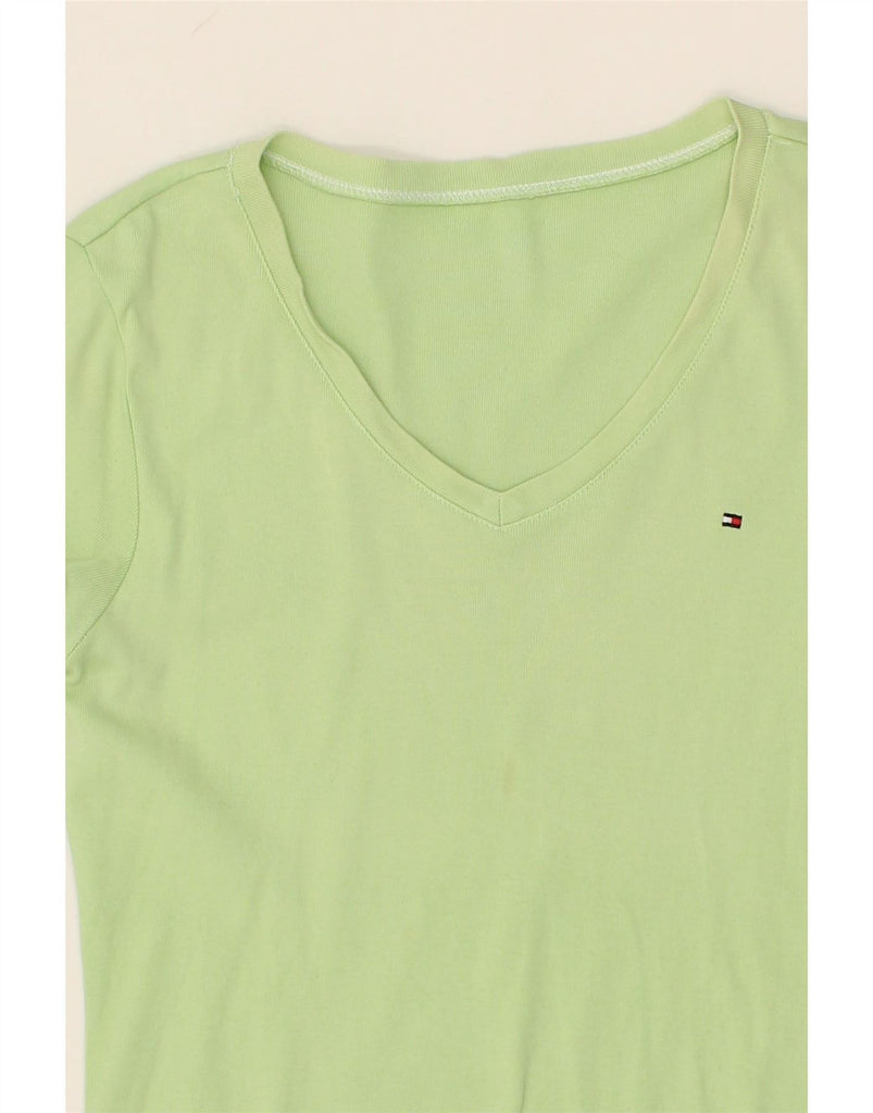 TOMMY HILFIGER Womens T-Shirt Top UK 10 Small Green Vintage Tommy Hilfiger and Second-Hand Tommy Hilfiger from Messina Hembry 