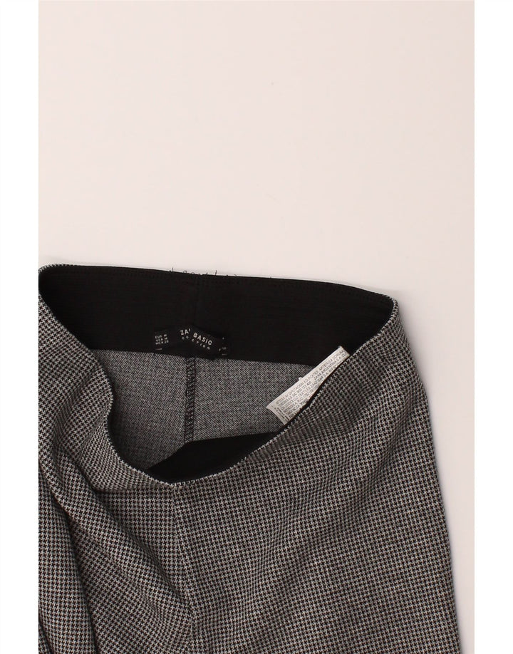 ZARA Womens Slim Casual Trousers Medium W28 L27 Grey Houndstooth Viscose Vintage Zara and Second-Hand Zara from Messina Hembry 