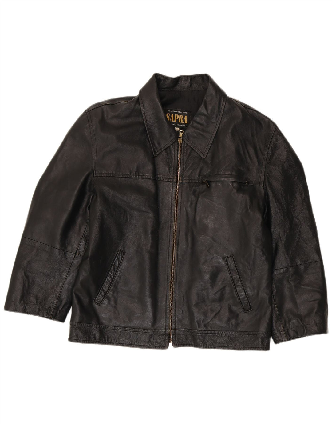 Vintage Womens Leather Jacket IT 50 XL Black