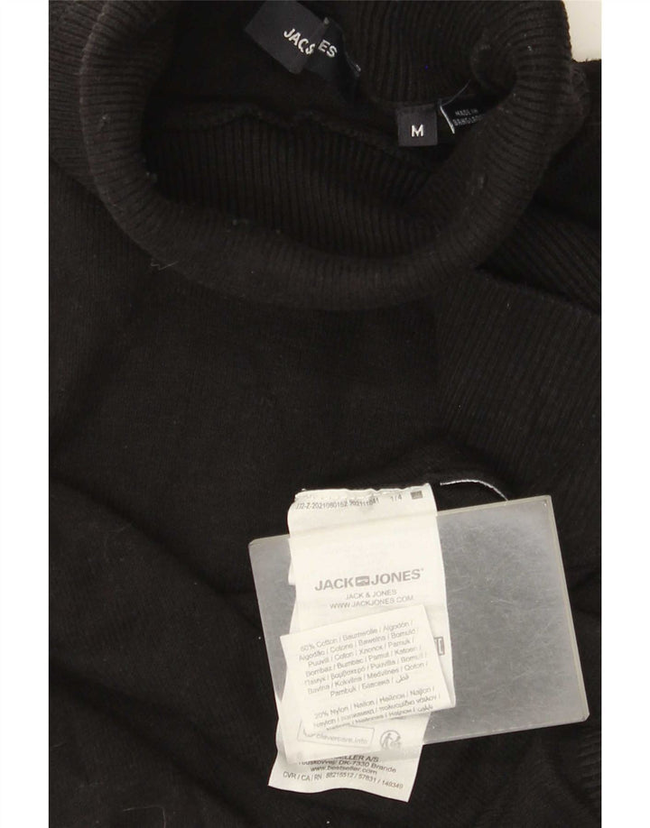 Jack & Jones Mens Roll Neck Jumper Sweater Medium Black Cotton
