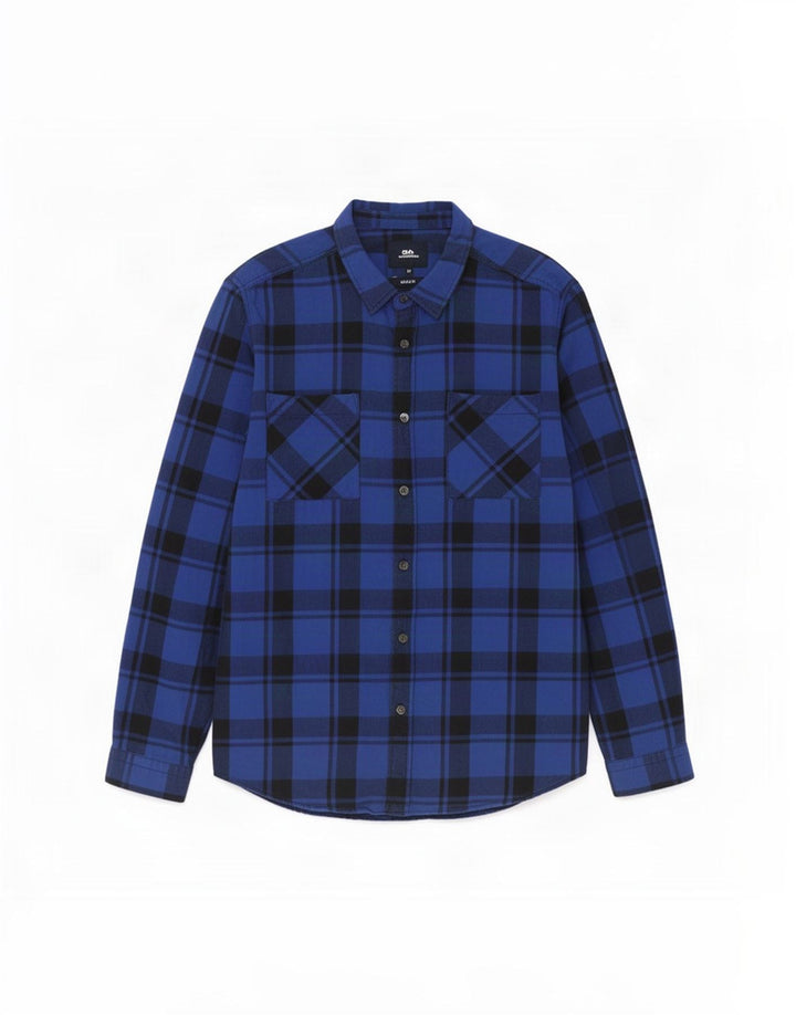 CLOCK HOUSE Mens Regular Fit Flannel Shirt Medium Blue Check Cotton