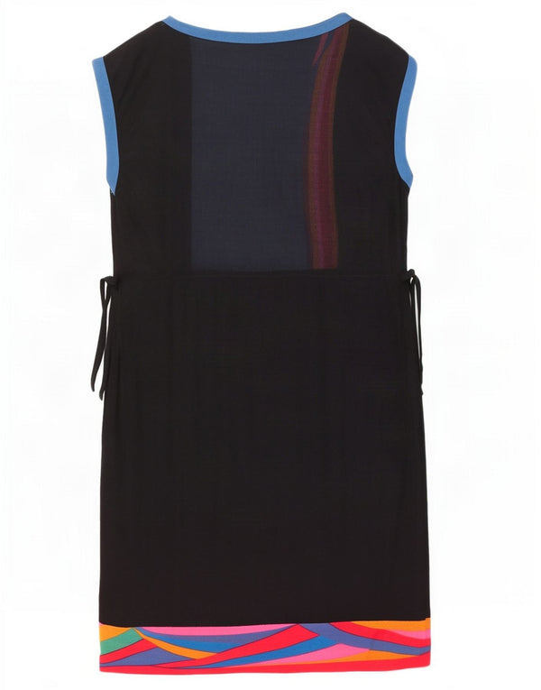 Vintage Womens Sleeveless Sheath Dress IT 46 Large Black Colourblock