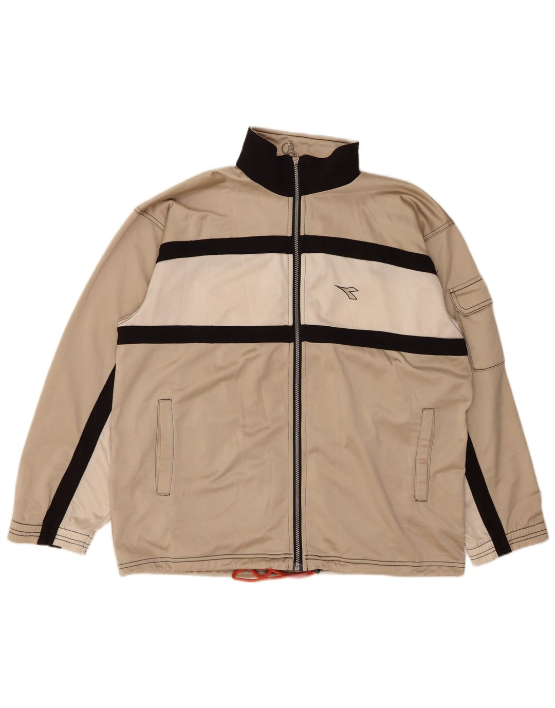 DIADORA Mens Tracksuit Top Jacket UK 38 Medium Beige Colourblock Polyester
