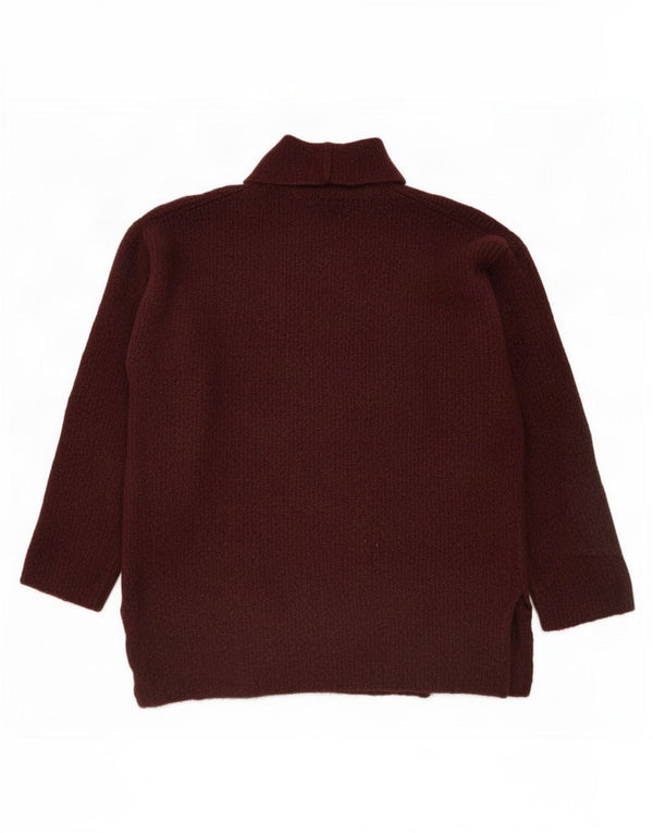 Zara Womens Oversized Roll Neck Jumper Sweater UK 14 Medium Maroon Viscose