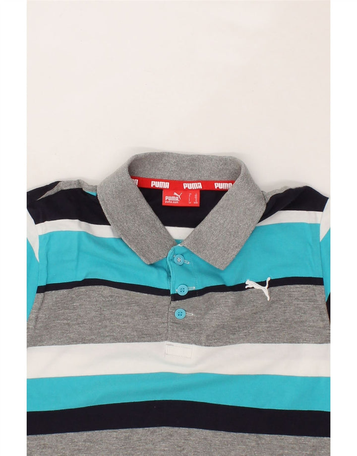PUMA Boys Polo Shirt 11-12 Years Large Multicoloured Striped Cotton Vintage Puma and Second-Hand Puma from Messina Hembry 