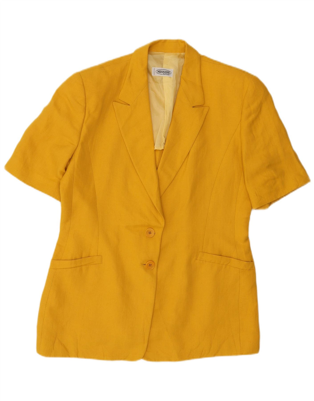 MISSONI Womens Short Sleeve 2 Button Blazer Jacket UK 16 Large Yellow