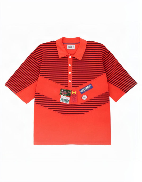 MONTGOMERY Mens Short Sleeve Loose Fit Pullover Shirt Small Red Striped