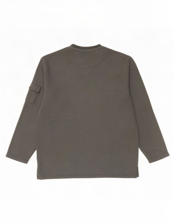Charro Mens Top Long Sleeve IT 50 Medium Grey Pinstripe