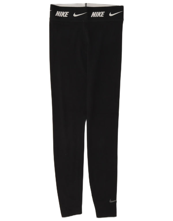 Nike Womens Graphic Slim Fit Leggings UK 6 XS Black Cotton