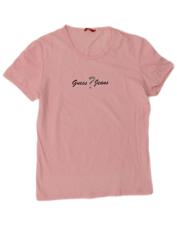 Guess Womens Graphic T-Shirt Top UK 12 Medium Pink