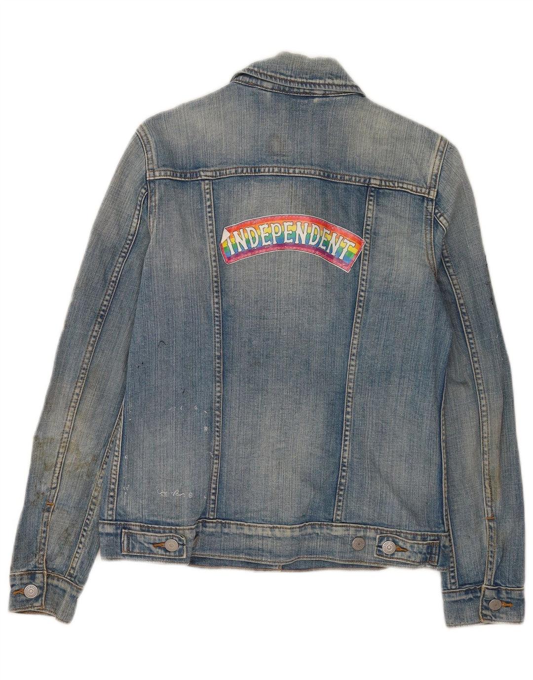 Levi's Womens Graphic Denim Jacket UK 8 Small Blue Cotton