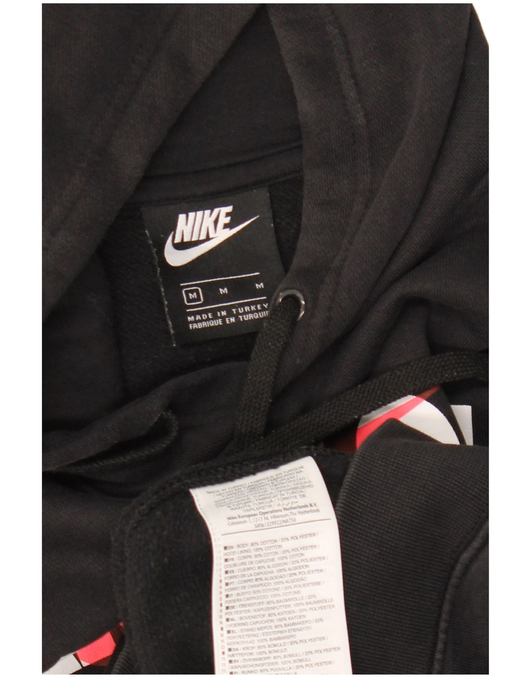 Nike Mens Barcelona Graphic Hoodie Jumper Medium Black Cotton