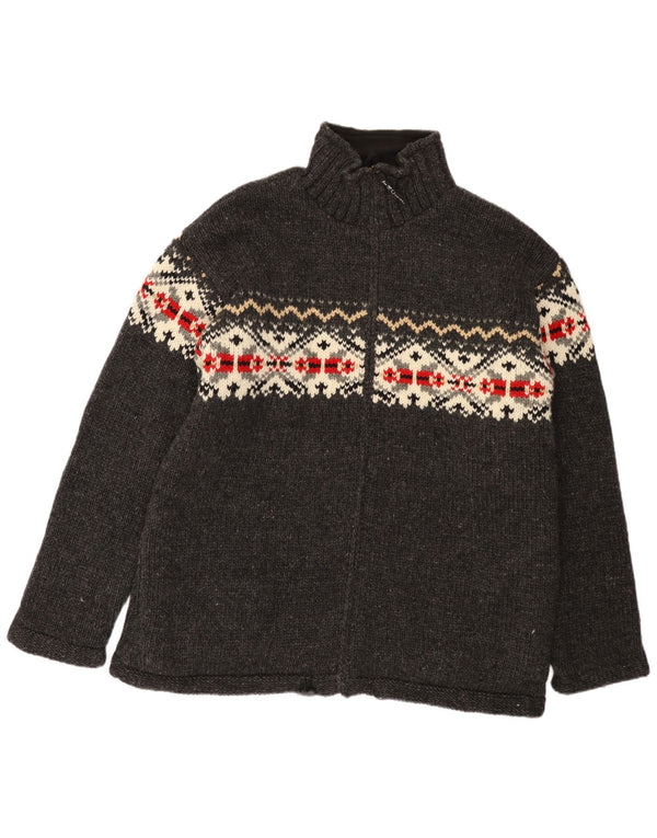 THC Mens Cardigan Sweater 2XL Grey Fair Isle New Wool