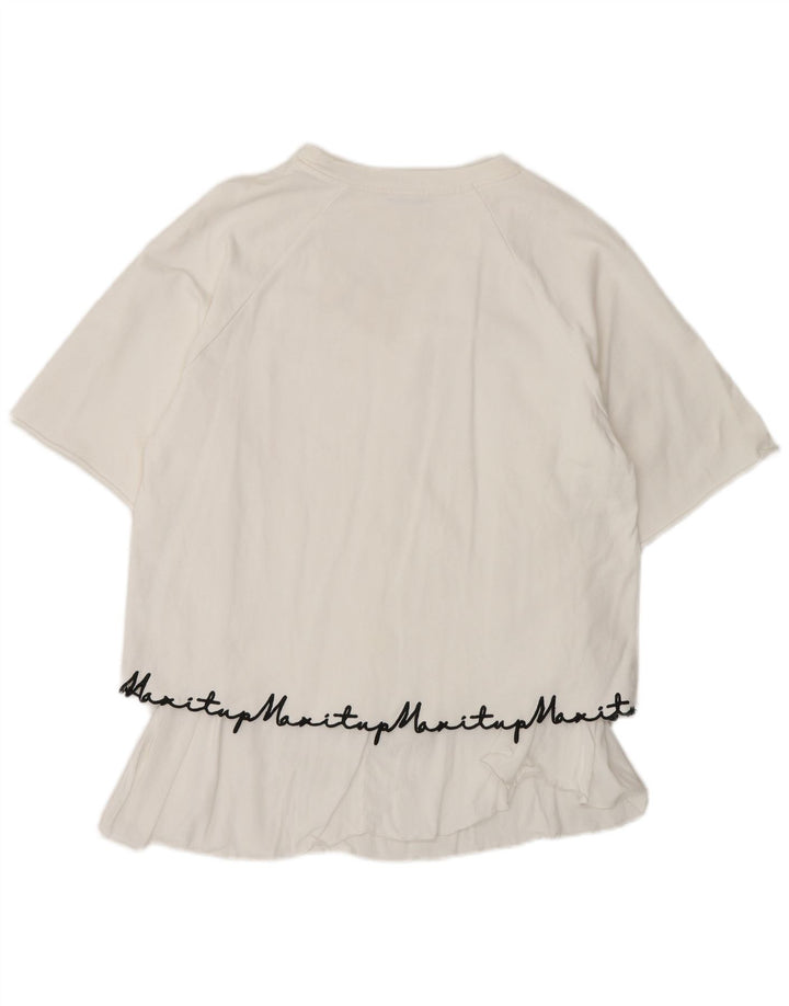 Max & Co. Womens Graphic Oversized Blouse Top UK 10 Small White Cotton