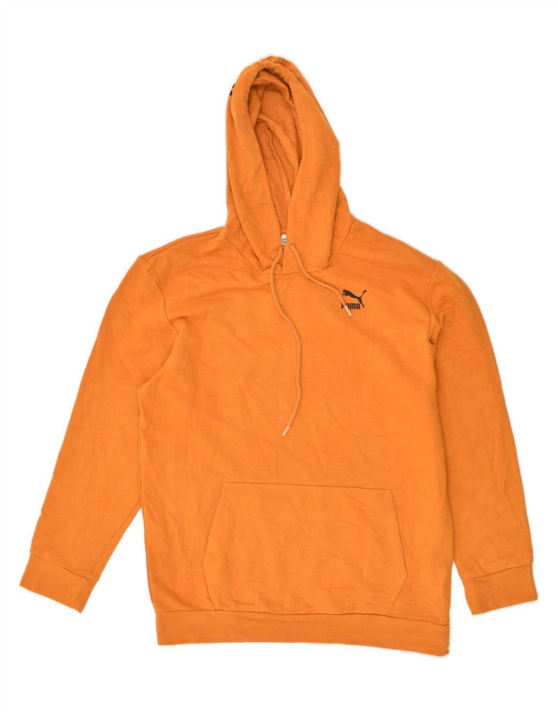 PUMA Mens Graphic Hoodie Jumper Small Orange Cotton | Vintage Puma | Thrift | Second-Hand Puma | Used Clothing | Messina Hembry 