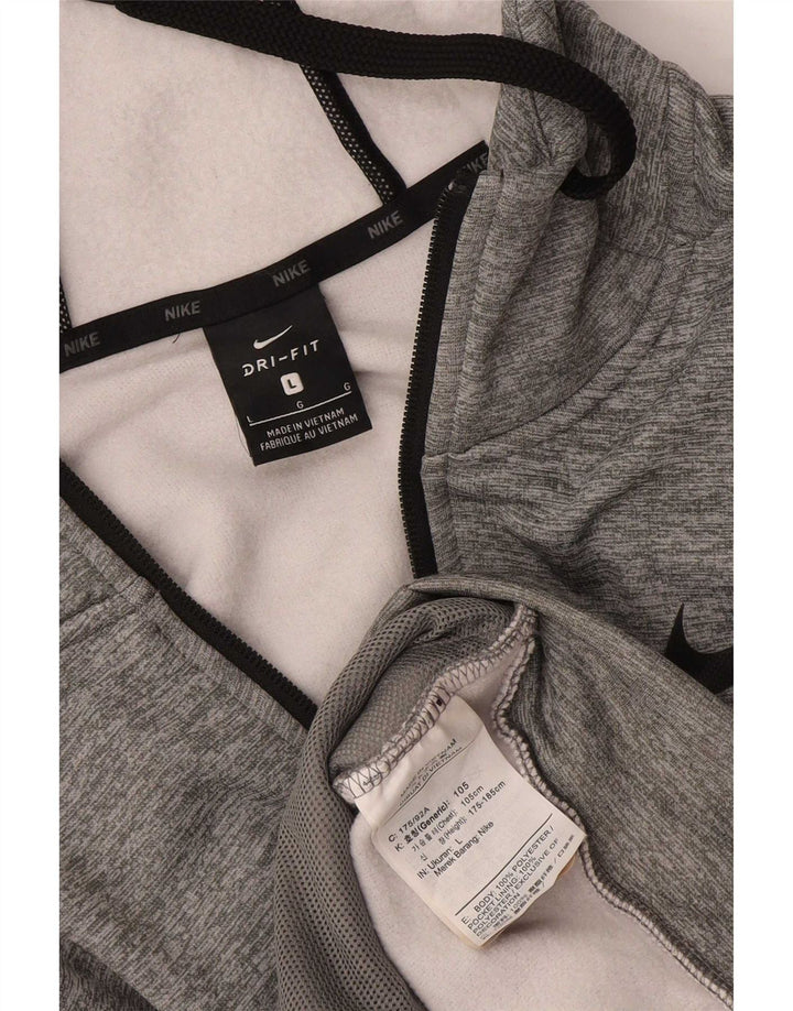 Nike Mens Dri Fit Zip Hoodie Sweater Large Grey Polyester
