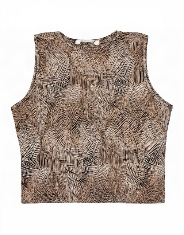 Joie De Vivre Womens Abstract Pattern Vest Top UK 16 Large Brown Polyester