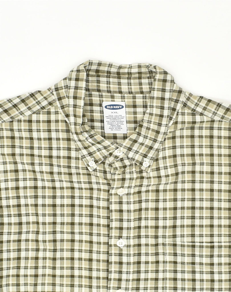 OLD NAVY Mens Short Sleeve Shirt 2XL Green Check Cotton | Vintage Old Navy | Thrift | Second-Hand Old Navy | Used Clothing | Messina Hembry 