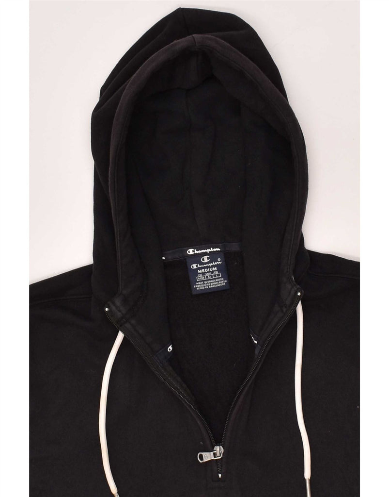 CHAMPION Mens Graphic Zip Neck Hoodie Jumper Medium Black Cotton Vintage Champion and Second-Hand Champion from Messina Hembry 