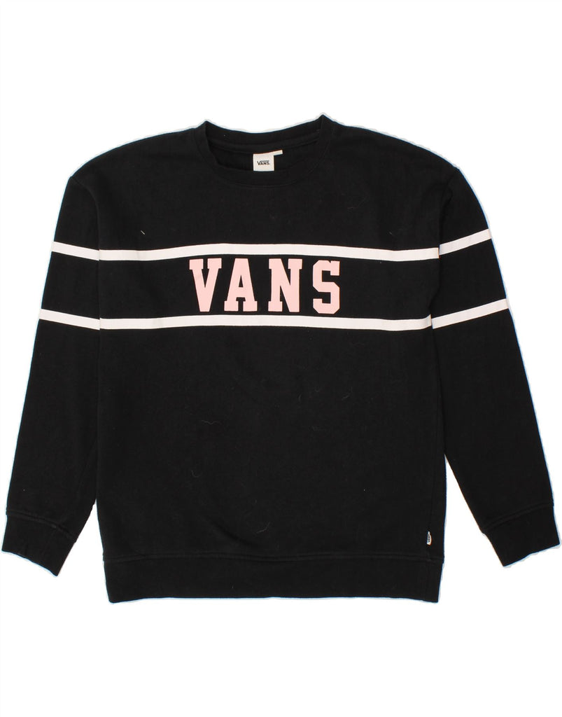 VANS Womens Graphic Sweatshirt Jumper UK 10 Small Black Cotton | Vintage Vans | Thrift | Second-Hand Vans | Used Clothing | Messina Hembry 