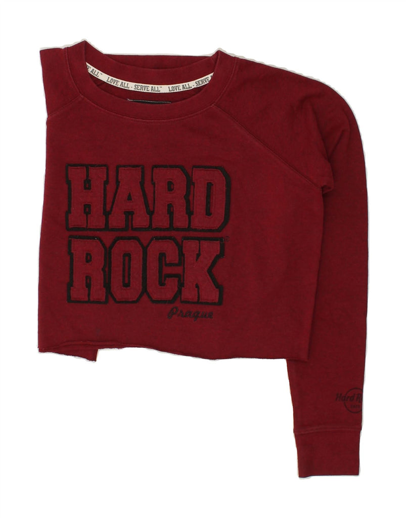 HARD ROCK CAFE Womens Prague Graphic Sweatshirt Jumper UK 10 Small Red | Vintage Hard Rock Cafe | Thrift | Second-Hand Hard Rock Cafe | Used Clothing | Messina Hembry 