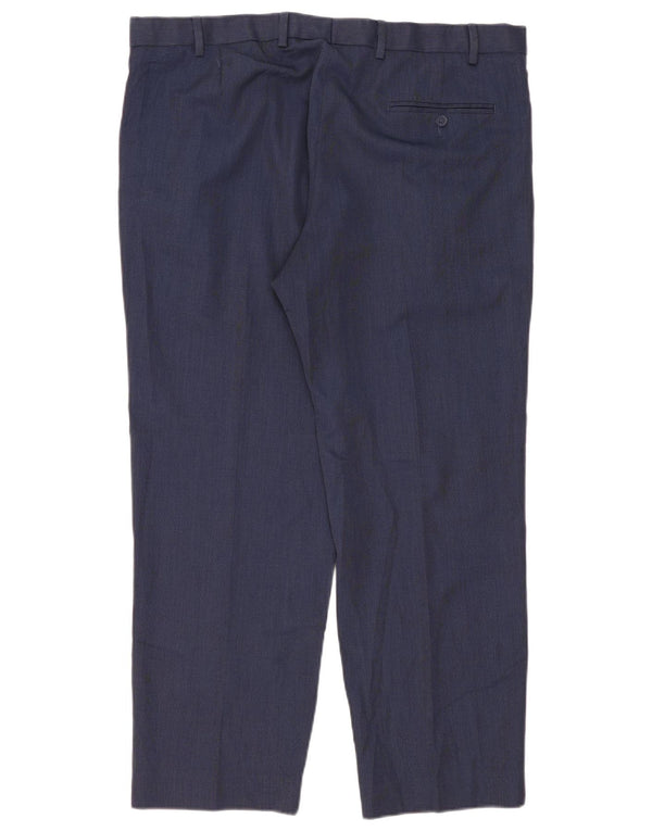 Marks & Spencer Mens Straight Suit Trousers W40 L29 Navy Blue Polyester