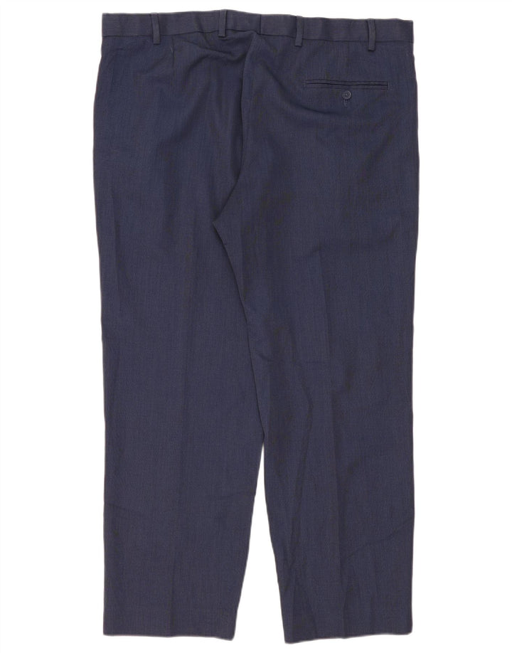 Marks & Spencer Mens Straight Suit Trousers W40 L29 Navy Blue Polyester