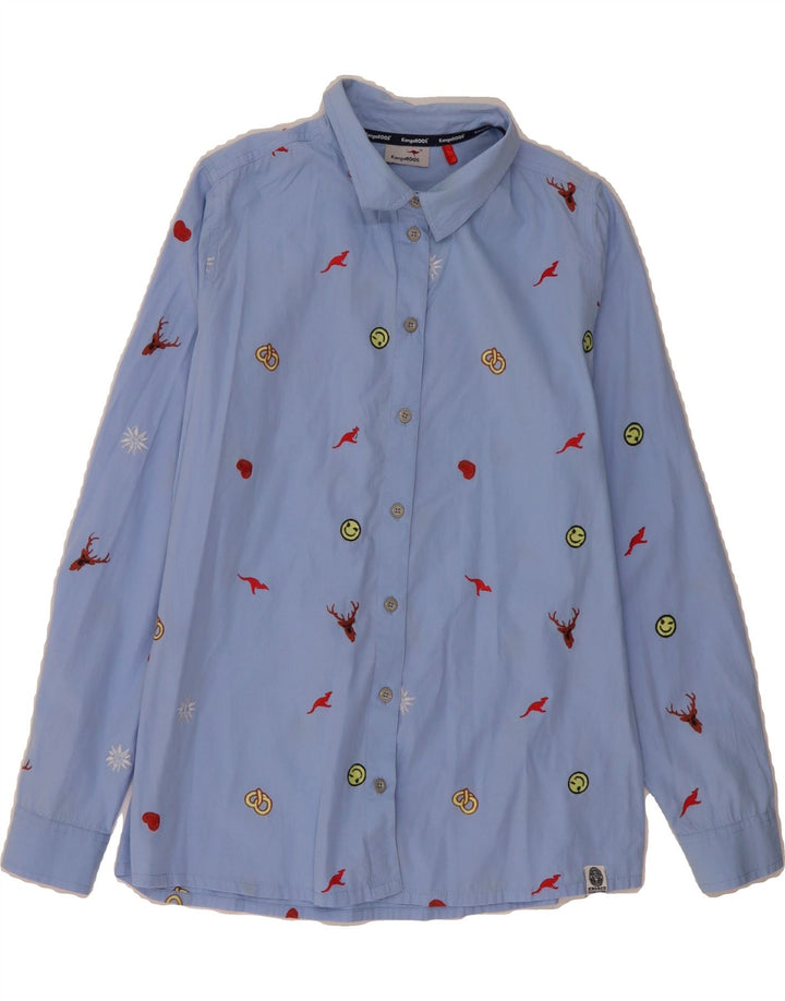 KANGAROOS Womens Abstract Pattern Shirt UK 16 Large Blue Vintage Kangaroos and Second-Hand Kangaroos from Messina Hembry 